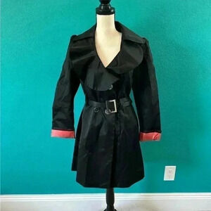 Enlightened outerwear green with envy black trench coat in size medium